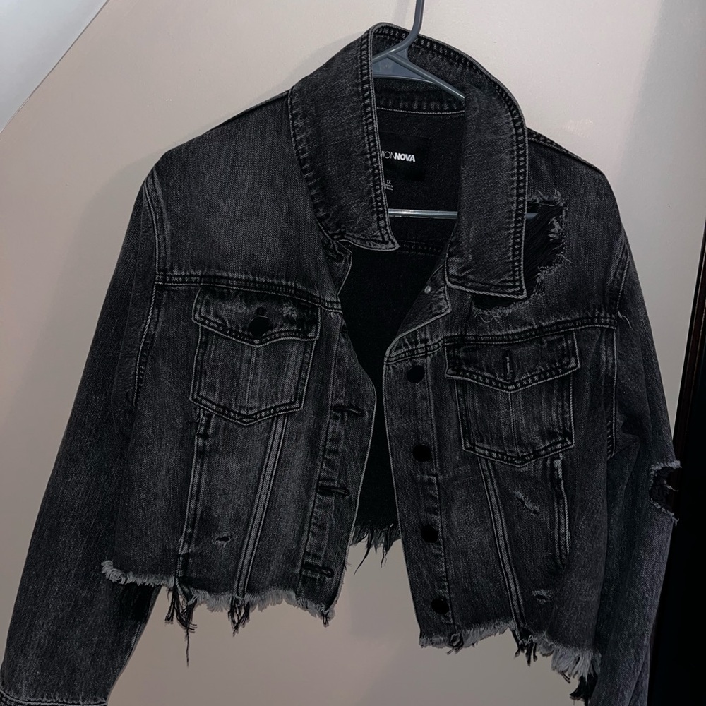 Black Distressed Denim Jacket
